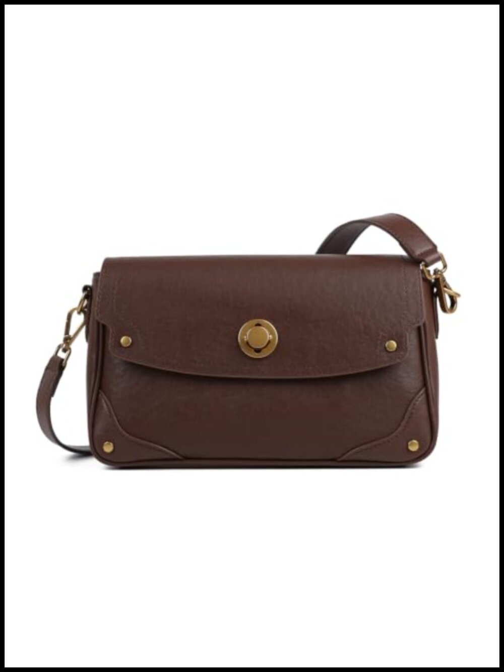 Genuine Leather Crossbody Bag Adjustable Shoulder Purse Twistlock